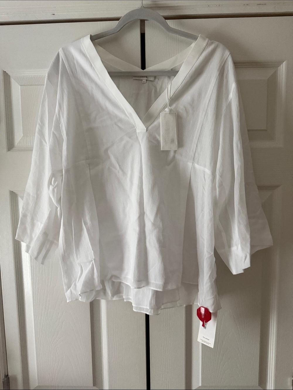 Vince White V-Neck Layered Tunic Top